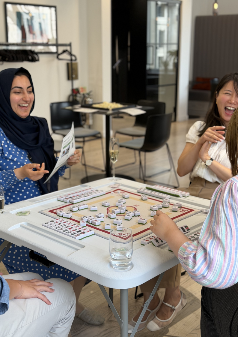 mahjong event for company teams at centre london everyone laughing