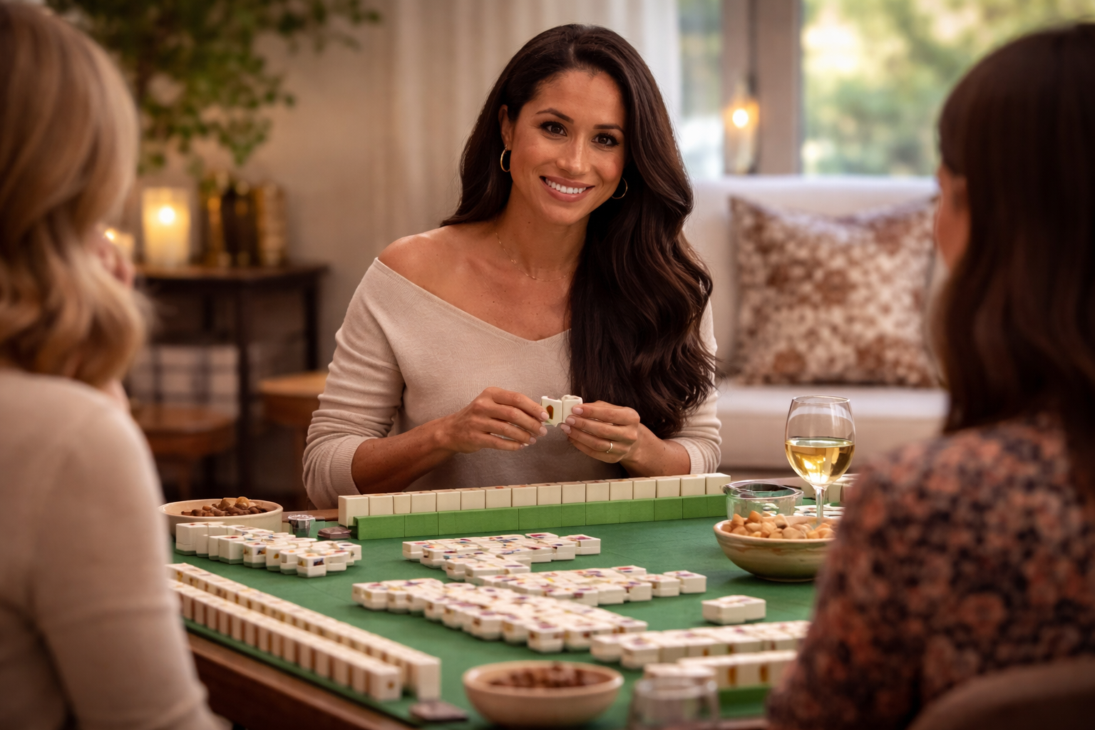Meghan markle playing mahjong